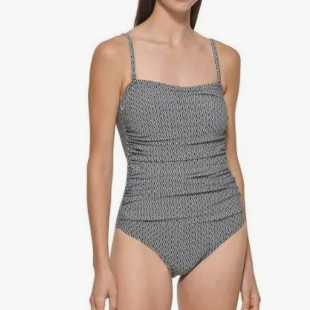 DKNY Black and White One Piece Swimsuit